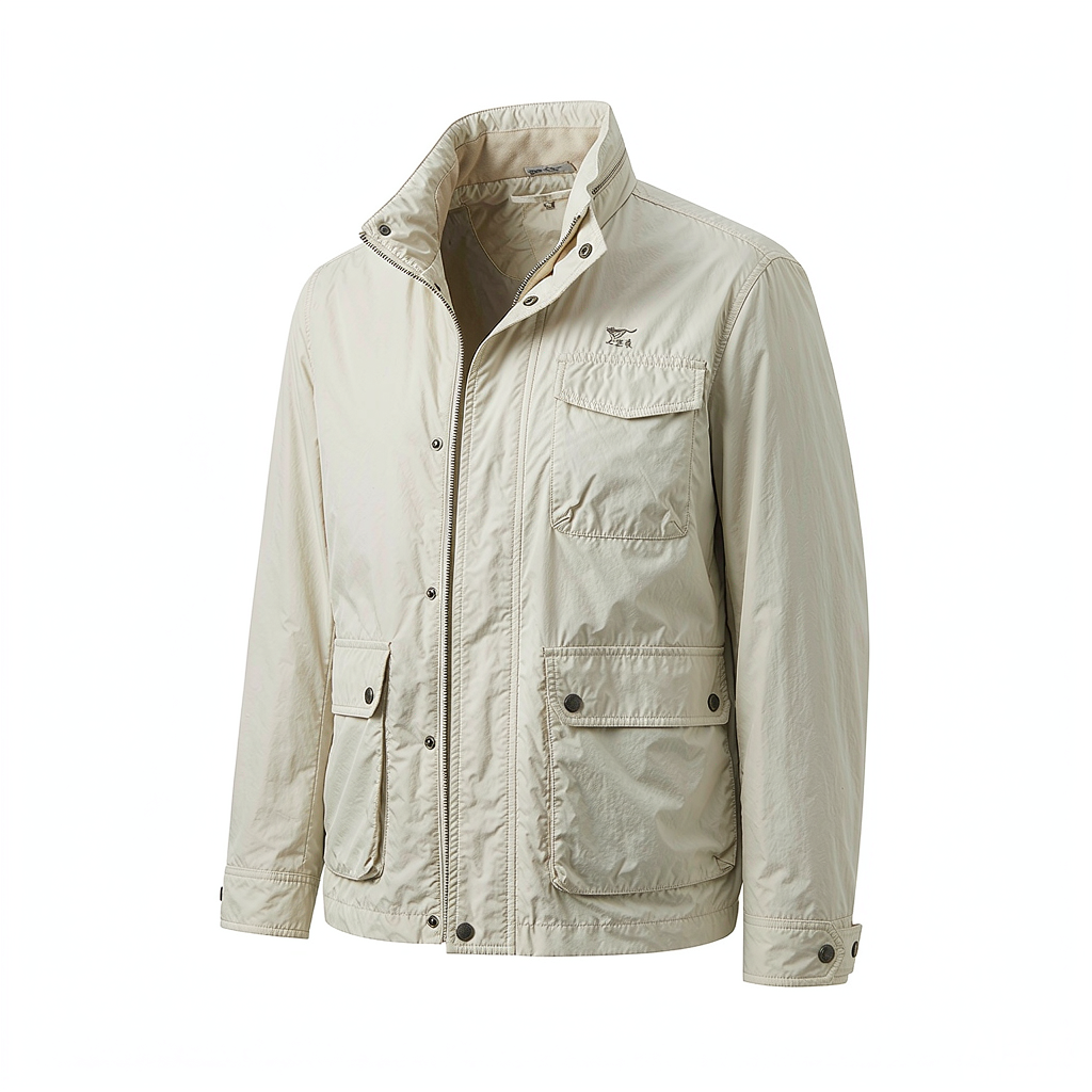 七匹狼夹克男外套时尚休闲立领jacket男装工装衣服男上衣 801(米白)1D1D50101040 170/88A/L